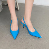 2024 New Pointed And Stiletto Single Shoes, Empty Baotou Sandals, High-Heeled Shoes, Green Women's