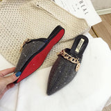 Women Mules Luxury Flats Fashion Loafers Designer Shoes Summer Slippers Pointed Toe Slides Slip on Wedding Casual Ladies