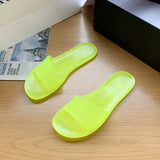 New Large Size Plastic Women's Shoes Flat Solid Color Fashion Round Toe Open Toe Comfortable Sandals and Slippers