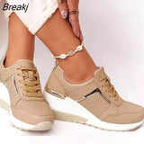 Wedge Sneakers Women Lace-Up Height Increasing Sports Shoes Ladies Casual Platform Air Cushion Comfy Vulcanized