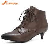 2023 New Brand Office Ladies Thin Heels Women Shoes Casual Lace-Up Ankle Boots Woman Shoes Big Size