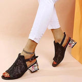 Women Summer Glitter Sandals Rhinestone Sandals Ladies Buckle Strap Round Toe Bling Med Heel Shoe Sandals for Women