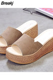 Sandals Women 2023 New Fashion Wedge Shoes Ladies High Heels Thick Bottom Mules Summer Casual Female Slip on