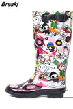 2023 Women Rainboots Non-slip Waterproof Rain Shoes Cartoons Rubber Mid Calf Casual Female Water Shoes Woman
