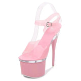 Tube Dancing Shoes Women 2023 Summer High Heel Peep Toe Sandals Heel 15-18cm Thick Bottom Model Shoes Black Big Size