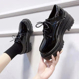 Heels Loafers Women 2024 Spring British Style Thick Heels Oxfords Shoes Woman Black Jk Uniform Shoes Mary Janes
