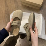 Breakj Shoes 2025 Spring And Summer New Retro Bun Head Thick Bottom Wear A Word With Half-Drag Belt Buckle