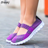 Size Women Flat Shoes 2023 Fashion Elastic Band Weave Shoes Women Comfort Flat Shoes Women Casual Loafers Zapatos De