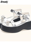 High Heels Women Sandals Summer Hot Fashion Ankle Buckle Single Shoes Korean Style Simply Retro Muffin Bottom