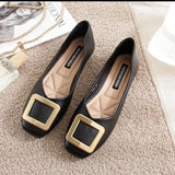 Shoes Women 2023 New Fashion Square Breathable Casual Black Comfortable Work Shoes Soft Large Size Women's Loafers