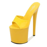 Slippers Women Shoes Summer PU Patent Leather Slipper Women High Heels 20CM Platform Sexy Slippers Nightclub Party
