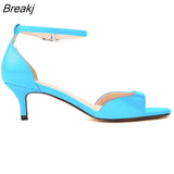 Women Sandals Summer Sexy 5cm Low High Heels Fashion Buckle Ankle Sandal Party Wedding Shoes Woman Open Toe