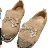 Ladies' Casual Shoes, Fashion, Low-Top Shoes, New Style Muffin Soles, Foot Covers, Hairy Single Shoes In Spring