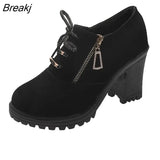 Women Ankle Boots Autumn Winter Buckle Zip Lace Up Short Boots Ladies Fashion Platform Shoes Female Chunky High