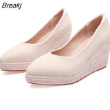 High Heels Women Party Shoes Brand Ladies Pumps Woman Wedges Shoes Pointed toe Plus Size 42 Wedge Heel 8cm