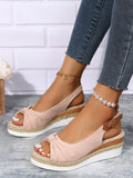 Breakj New Sandals Large Size Hemp Rope Bow Wedge Casual Sandal Women's