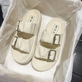 Shoes Woman 2024 Slippers Flat Platform Pantofle Luxury Slides New Rubber Designer Fashion PU Female Shoes Womens Slippers