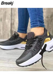 New Thick Bottom Sneakers Fashion Casual Wedge Sneakers Ladies Lace Up Mesh Women Vulcanized Shoes Plus Size Women's