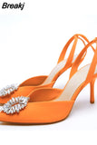 Party Shoe and Bag Set Sexy Heels Shallow Mouth Pointed Pumps Lace-Up Sandals Ladies Slip on Golden Crossdressers