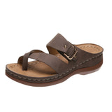 Women's fashion sandals 4cm waterproof platform - summer casual set toe sandals platform wedge with metal buckle