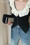 Vintage Knitted Cardigan Woman Casual Black Long Sleeve Tops Retro 2023 Autumn Design Korean Style Bodycon Clothing