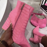 New Women's Brand Luxury High Heels Fashion Green Towel Warm Street Style Women's Boots Pointed Toe Fashion Women's