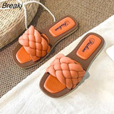 Women Slippers Fashion PVC Female Outdoor BeachCasual Flat Flip Flop Indoor Woven Slippers Zapatillas Mujer