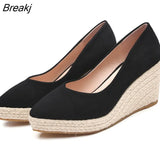 Summer Shoes Women High Heels Fashion Ladies Wedges Party Shoes Retro Straw Shoes Women Pumps Wedge Heel 8cm