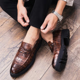 Men Leather Shoes outdoor Casual Formal Business Men's Shoes fashion Black Retro shoes Slip-On Mens Loafers Zapatos