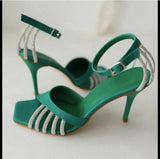 Women's New Rhinestone Sandals High Heels Strappy Sandals Women 2023 Summer Elegant Ladies Party Prom Bridal Wedding