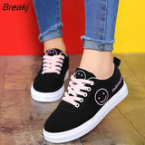 Women Canvas Shoes Summer/Autumn Flats Women Canvas Shoes Classic Lace Up Smiley Face Walking Fashion Women
