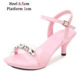 Women Shoes 2023 Summer New Candy Color Open Toe Sandals 11CM Shining Diamond Stiletto Shoes Female Sexy Transparent High