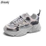 Mesh Chunky Heels 5cm Womens Platform Sneakers Male's Couples Vulcanized Shoes Casual Female White for Spring