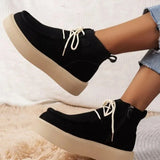 Natural Suede Leather Brown Boots Women Camel Calfskin Nubuck Lace Up Med Block Heel Femail Shoes Winter