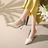 Women High Heels Solid Color Sandals Personality Pointed Toe Stiletto High Heels Simple and Versatile Catwalk Women's