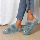 Women Fluffy Slippers Winter Warm Slippers Woman Flat Platform Slippers High Quality Furry Faux Fur Slides for Women