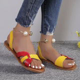 Pearl Sandals 2024 Casual Women New Dress Sandal Summer Metal Decor Fashion Shoes Slip on Colorful Women's