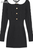 Bodycon Dress Woman Elegant Black Y2k Mini Dress Casual Kawaii One Piece Dress Korean Fashion Slim Clothing 2023