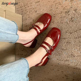 Women's Sandals Square Toe Mary Jane Shoes Sandals Women Casual Shoes Sandals Women 2023 Summer red beige black High Heel