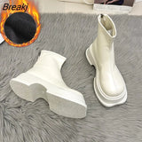New Platform Women Ankle Boots High Quality Soft Leather Autumn Winter Ladies Thick Sole Casual Shoes Female Botas De