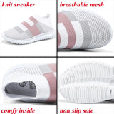 Color Knit Breathable Sneakers for Women 2023 Non Slip Soft Sole Casual Flats Woman Plus Size Slip On Sock Shoes
