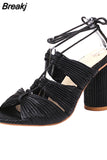 Dropship 2023 Summer Woman Sandals Chunky Heel Ankle Strap Lady Office Sexy Party Wedding Shoes Woman