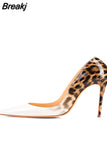 sexy night club party wedding shoes women Leopard print high heels slip on pointed toe 12cm stiletto pump QP033