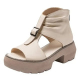 New Fashion Ladies Sandals Wedges Pu Open Toe Summer Fashion Female Gladiator Solid Color Sandals Platform Shoes for