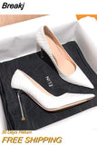 New Ladies Pumps Sexy High Heels 8cm Black Silver High Heels with Metal Heel Snake Stilettos Everyday Ladies Summer