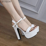 thick heel sexy ladies high heel sandals concise elegant high heels Europe and America sweet wild white women's
