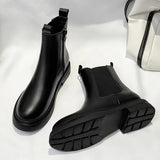 Pu Leather Platform Ankle Boots Women Autumn Winter Low Heels Short Boots Woman Side Zipper Thick Sole Botas