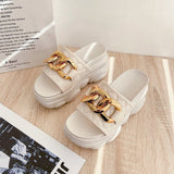 Slippers Heels Slipers Women Slides Fashion Platform High Soft 2023 Luxury Flat Rubber Casual PU Leisure Shoes Women