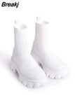 New Couple Sock Shoes Women Thick-soled Casual fly woven mesh Knitted Short Boots female Floater sneakers women