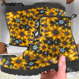 Skeleton Women Snow Ankle Boots Motorcycle Skull Pansy Low Heels Shoes Vintage Pu Leather Warm Winter Increase The
